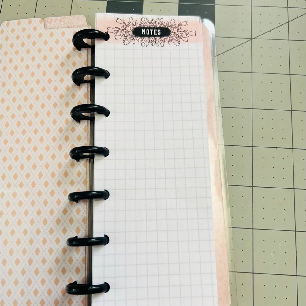 Skinny Mini planner rose gold leaves